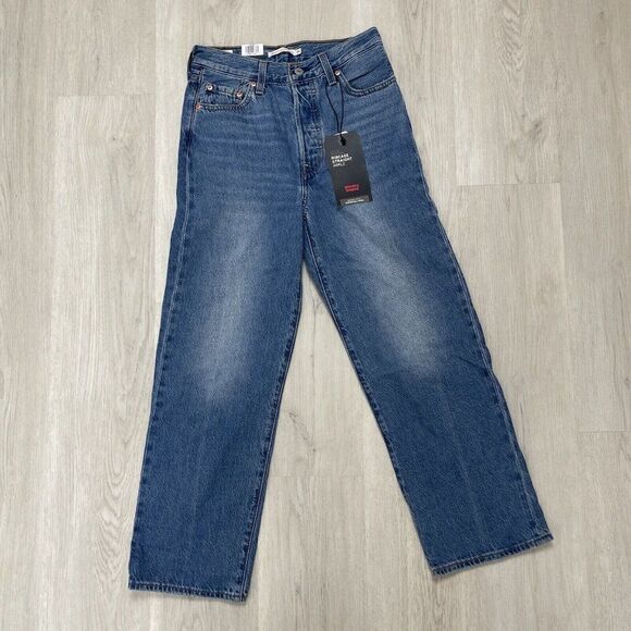 Levis Ribcage Straight Ankle Jeans Womens 32x27 Medium Wash High Rise 726930056 - Picture 2 of 10